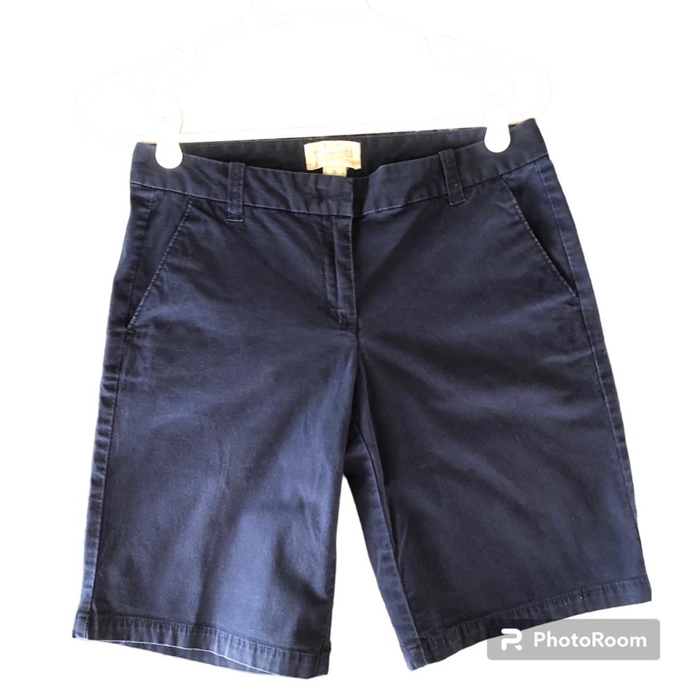 J CREW Factory Navy Blue Bermuda 9.5” Cotton Shorts